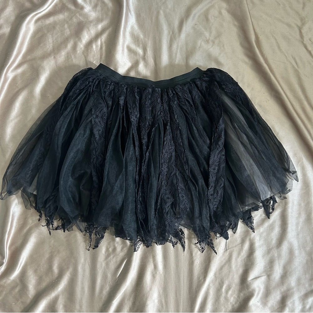 Black Lace & Mesh Mini Skirt